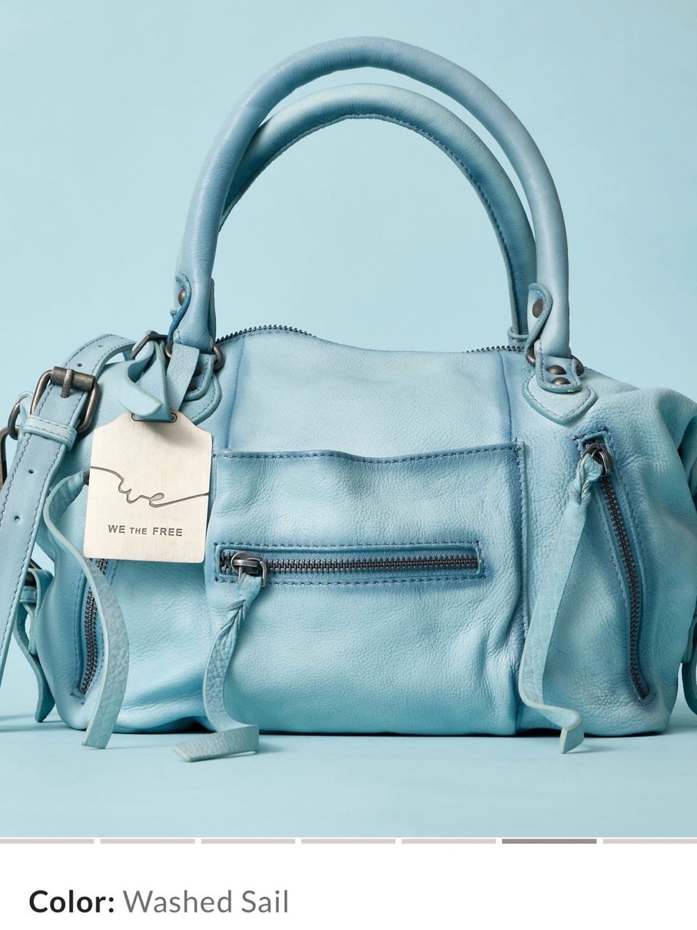 NWT FREE PEOPLE The Free Washed Sail Baby Emerson Tote Leather Satchel Bag